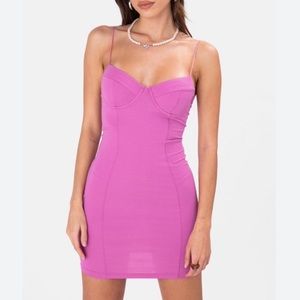 ADIKA bodycon pink dress with lace-up back in size small, great condition.